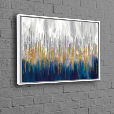 Personalized Golden Lines Wall Art in Navy Blue and Gold with Modern Canvas for A Perfect Gift Idea