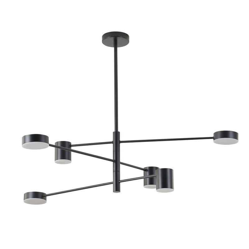 Modern 6 Light 3 Tier Black Shade Chandelier