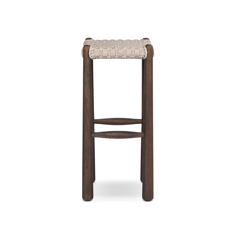 Savio Outdoor Stool-Dark Textured Woven-Counter, Beige, 30"