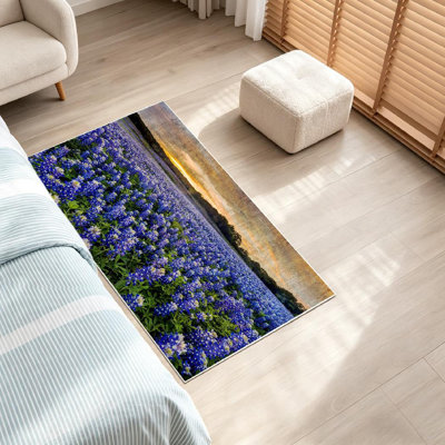 Clear Machine Washable,Beautiful Field Sunset Texas Spring Indoor Area Rug