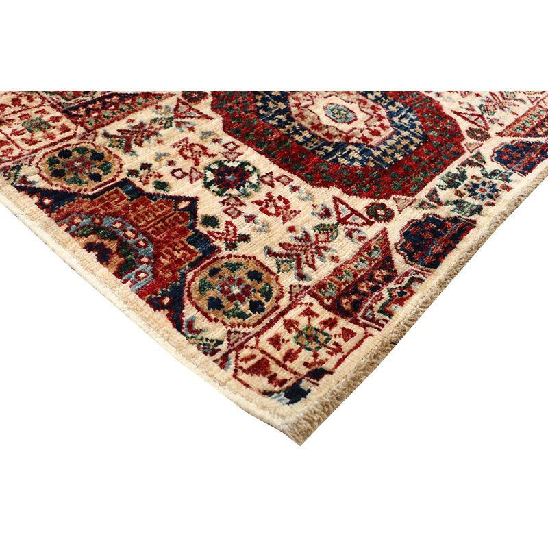 Aryana Hand-Knotted High-Quality Ivory/Red/Navy/Green Runner