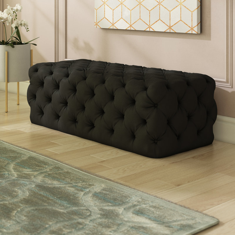 Velvet Upholstered Bench, Black Velvet