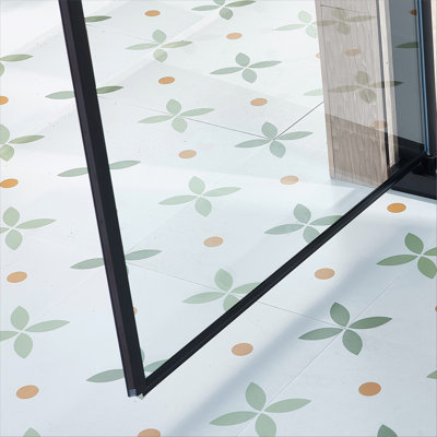 Porte de douche pivotante simple 30-31,5 po x H 75 po, alliage d'aluminium en noir mat, verre trempé clair de 1/4 po (6 mm) d'épaisseur.