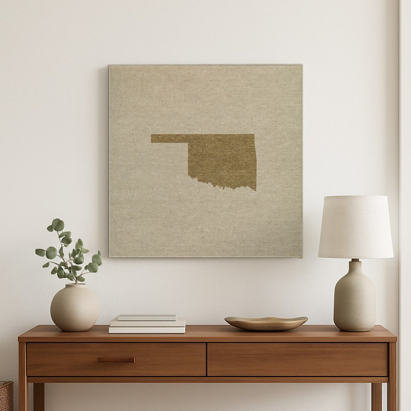 Oklahoma State Silhouette — Square Metal Wall Art, 16" H x 16" W