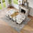 9-Piece Square Dining Table Set, Fixed White Faux Marble & Wood Grain Triamine Tabletop with 8 Beige Velvet Chairs, Modern Kitchen Table Set for 8 People, Ideal for Family Gatherings, Dining Room-521788509