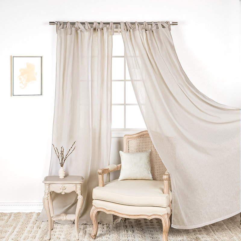 Elyse Sheer Curtain Panel Pair, Natural, 58" W x 84" L
