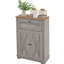 Gray Cupboard. Double Doors, Drawer And Adjustable Shelf. For Bedroom Living Room. Abundant Storage. Tipping. Made Of Particleboard. 23.5" X 11.75" 34.5 Sideboard Cabinet, - Style With Ample Storage,