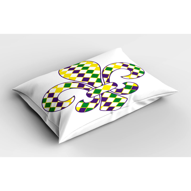 Ensemble de 2 taies décoratives Ambesonne Mardi Gras Lily - mauve / vert / jaune, H 20 po x l 30 po