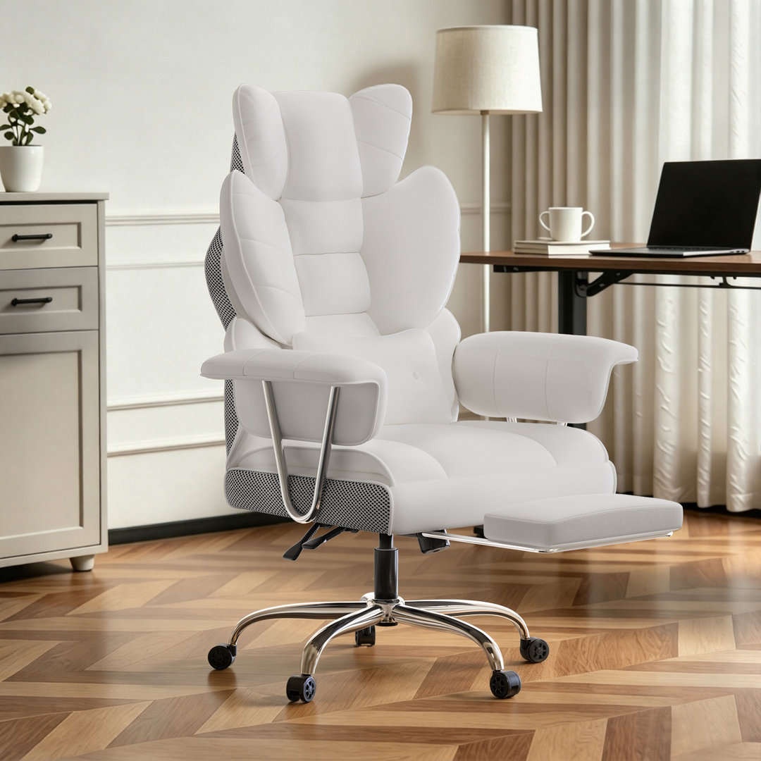 PU Leather Executive Chair with Footrest and Lumbar Support