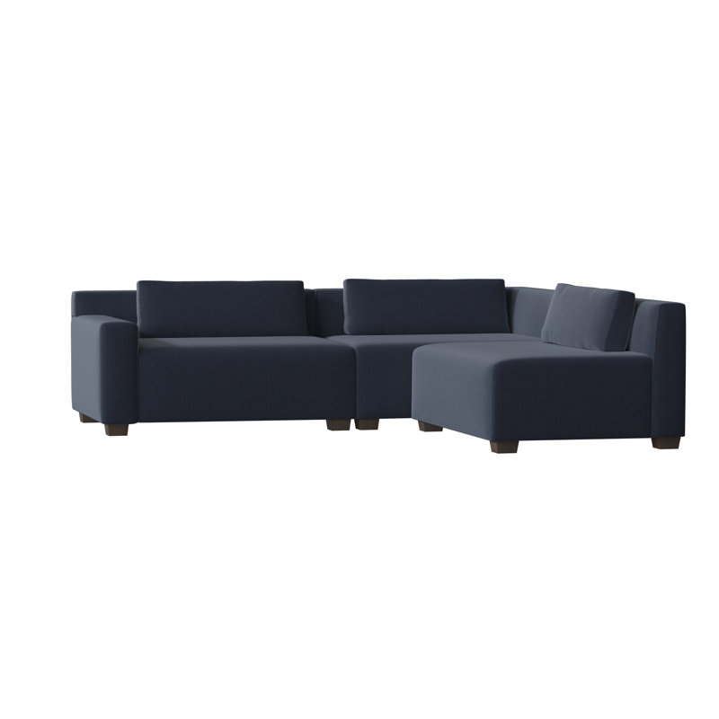 Alisa Chaise Sectional, Bella Black Performance Velvet, Brown Mahogany