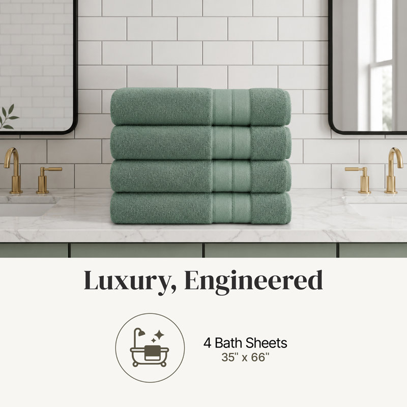 Modern Threads 4-Pack SpunLoft™ Bath Sheet Set, Eucalyptus