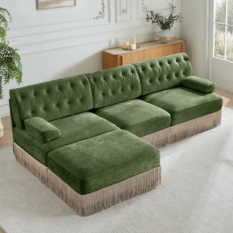 Canapé modulaire avec repose-pieds Tassel, Vert