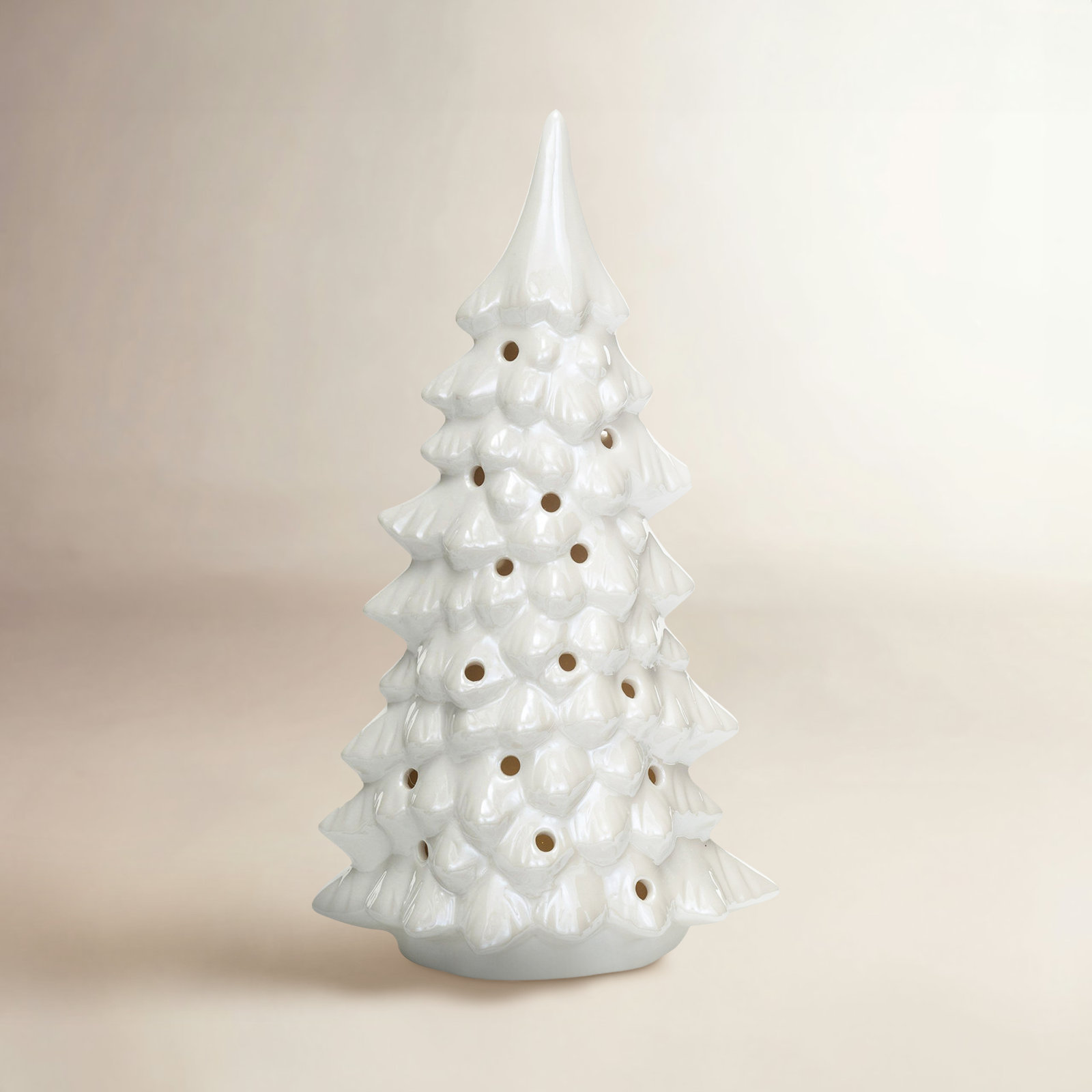 Lighted Stoneware Tabletop Tree, 10.38" H x 5.88" W x 4.13" D