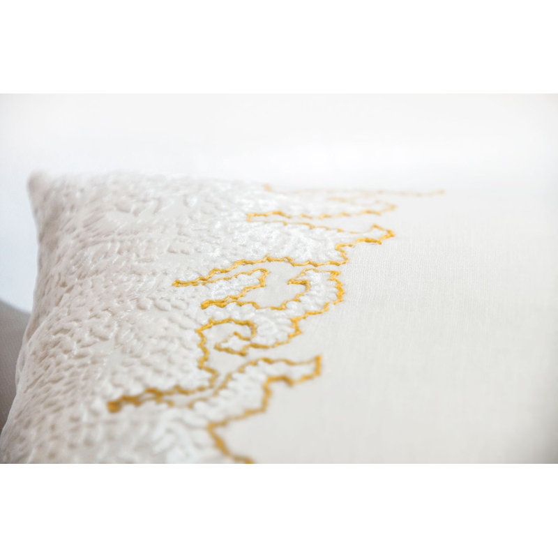 Ferns Floral Linen Throw Pillow, Rectangle 16"H x 20" W, Yellow