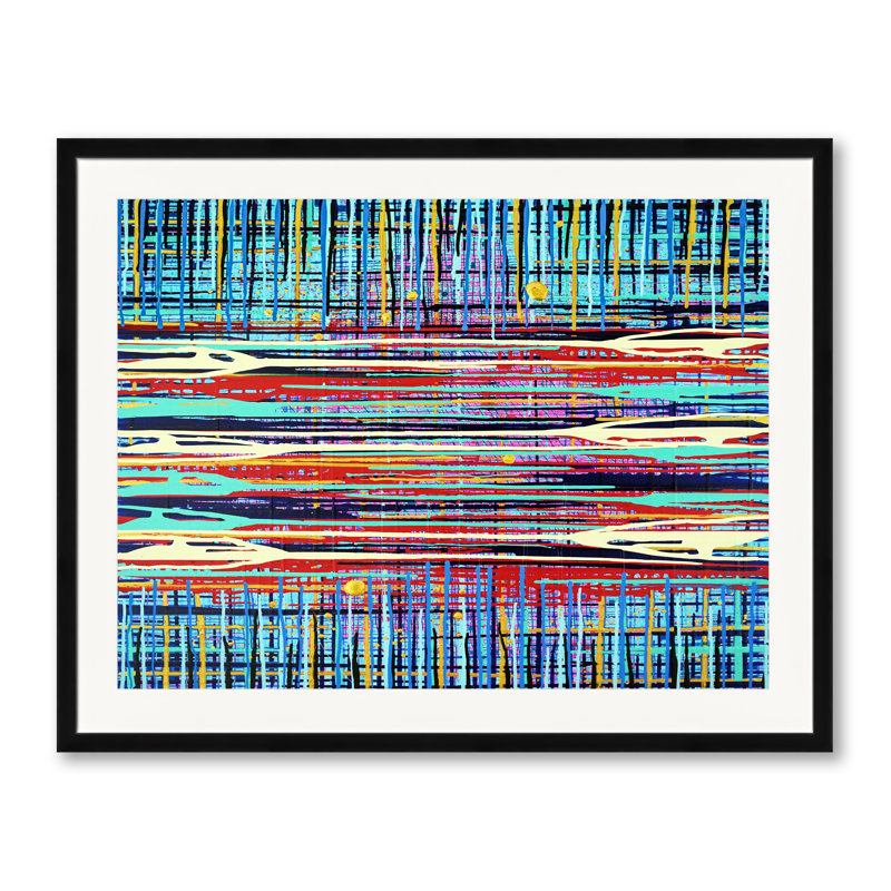 Stitched Landscape Print by Kari Souders, Black Framed Paper, 25.2" H x 31.2" W