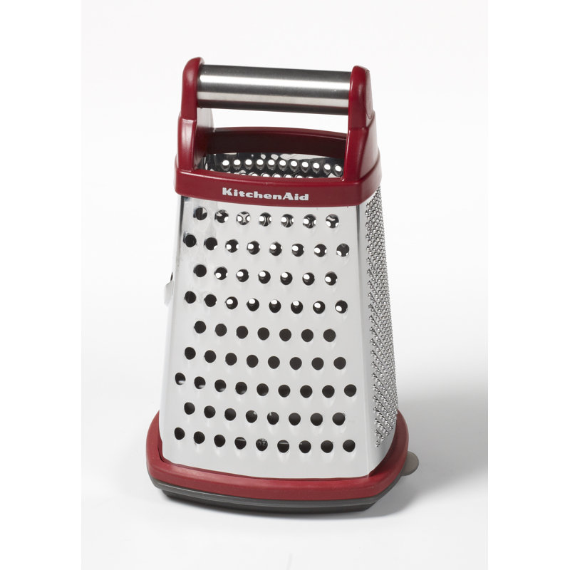 Râpe en acier inoxydable à 4 côtés KitchenAid® Gourmet, Rouge / argenté