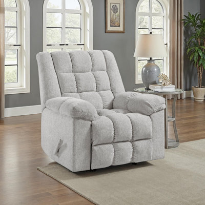 Gabriel 41" Traditional Chenille Fabric Rocker Reclining Chair with Gentle Rocking Motion & Pull-Handle Recline