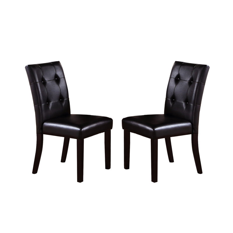 2 chaises de salle à manger brun foncé, siège en similicuir à boutons, capacité de poids de 250 lb, pour des pièces fascinantes