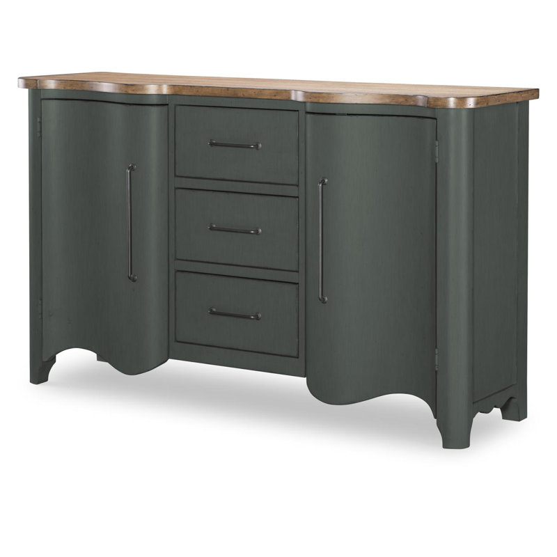Country Living Vintage Market Scalloped Door Chest (3 Drawers, 2 Doors, 4 ADJ Shelves), Brown