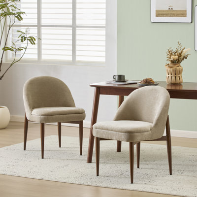 Westin Mid-Century Modern Fabric Upholstered Dining Chair With Iron Frame And Tapered Legs
