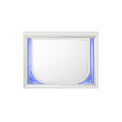 Tarian Pearl White Finish Mirror W/Led