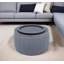 Repose-pieds rond 26 po avec rangement en tissu et bois naturel et gris foncé