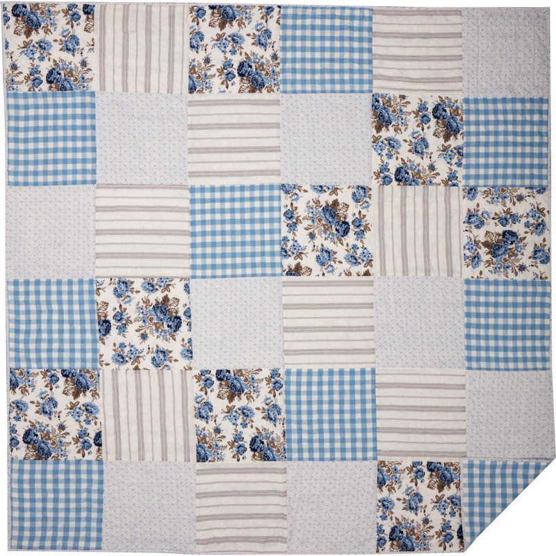 Annie Portabella Floral Patchwork Reversible Cotton Queen Quilt