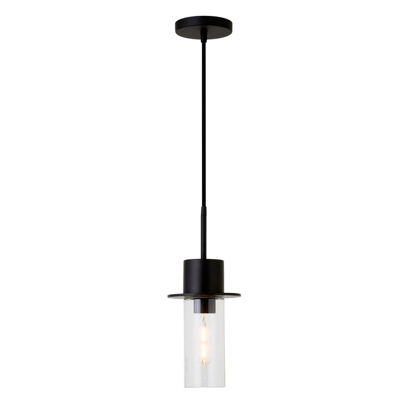 Luminaire suspendu cylindrique à 1 lumière Kristopher, Noir