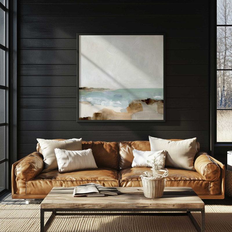 «Gentle Tides and Sky I», reproduction sur toile, H 13,75 po x l 13,75 po, Cadre photo simple en zinc patiné