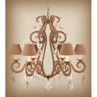 Lustre classique/traditionnel 6 lumières avec accents de cristal