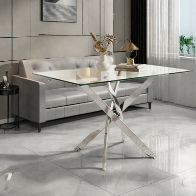 Modern Glass And Metal Dining Tables, Spacious Design For Kitchen And Home