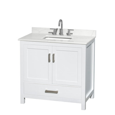 Ensemble de meuble-lavabo simple 36 po avec plateau en quartz Sheffield