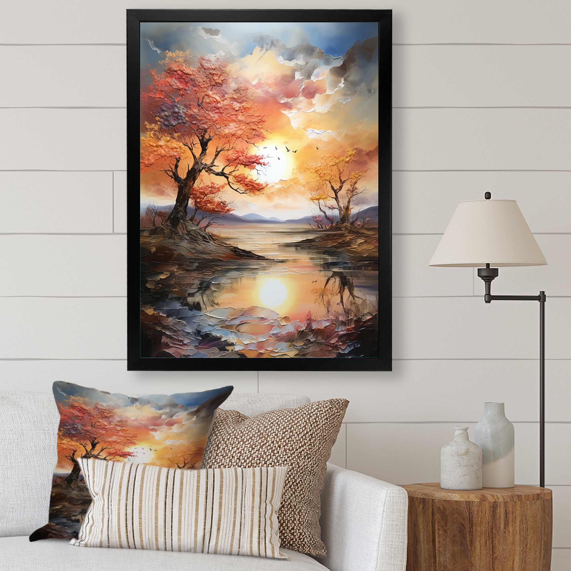 Winston Porter Sunrise Charm Liquid Art I - Sunset Wall Art Living Room ...
