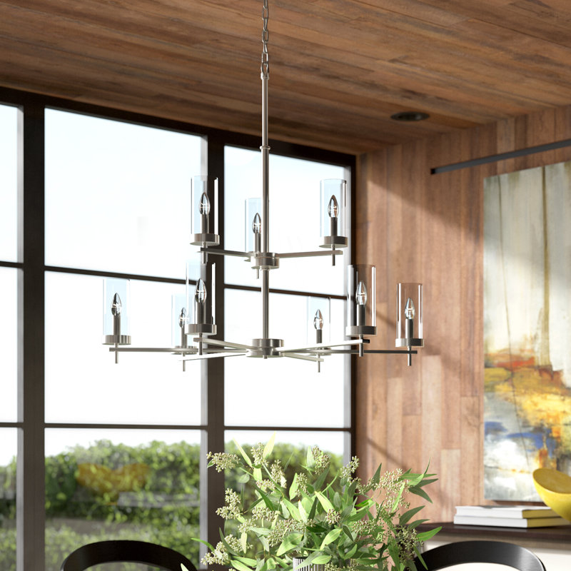 Linley Nine Light Chandelier from, Brushed Nickel, No