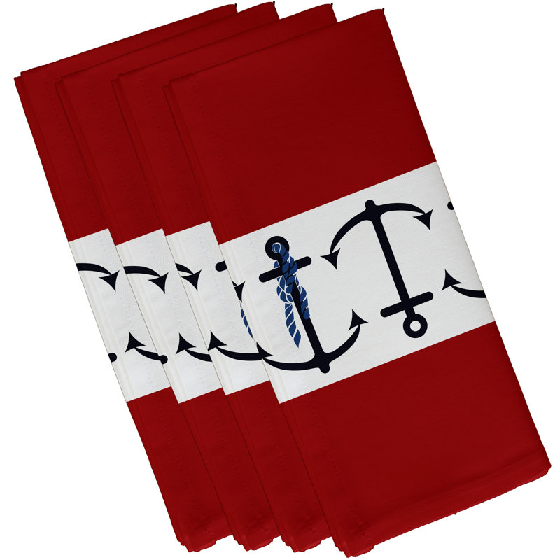 Hancock Polyester Nautical Square Napkin, Red