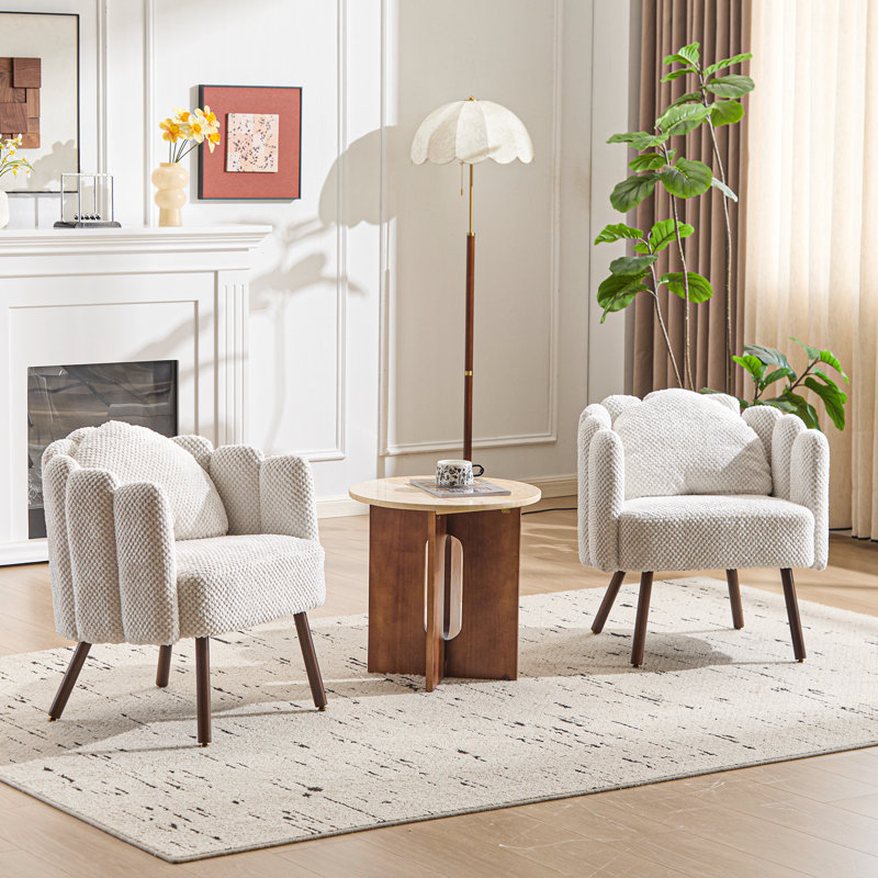 Mignon fauteuil de coiffeuse de 24 po de large avec dossier détachable et coussin en forme de cœur, fauteuil d'appoint rembourré pour chambre à coucher