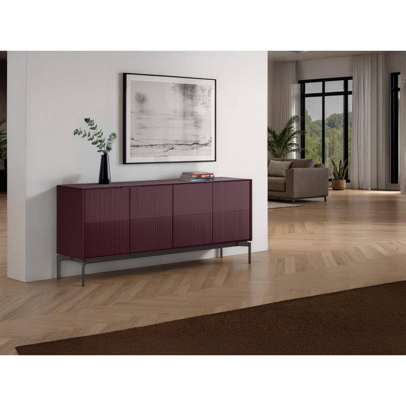 Zig 79.5'' W Credenza, Merlot/Brushed Carbon
