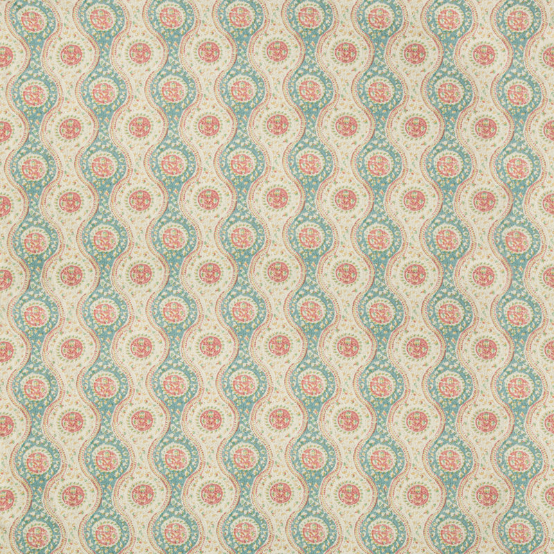 Folio Francais Nadari Print Cotton Blend Fabric, Teal/Rose