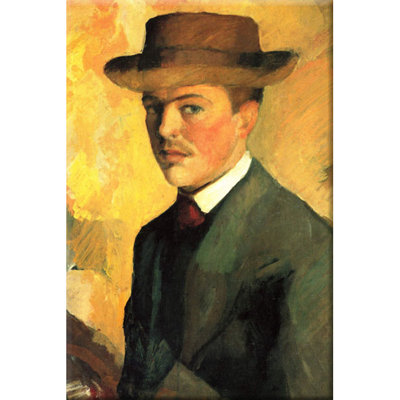 " Self-Portrait With Hat On Canvas " by August Macke