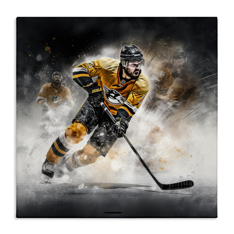 «Hockey Joueur Athlète», art mural par Jim Baldwin, H 36 po x l 36 po