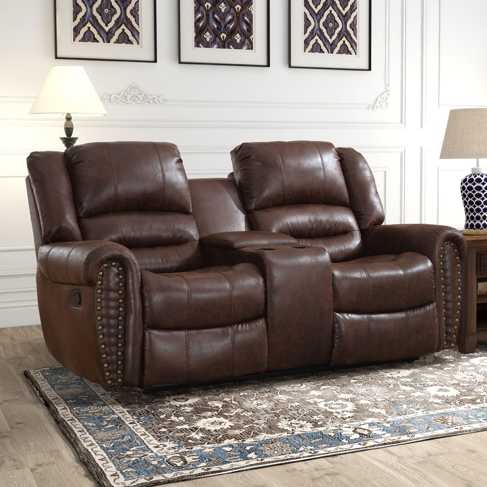 Leather reclining loveseat sale