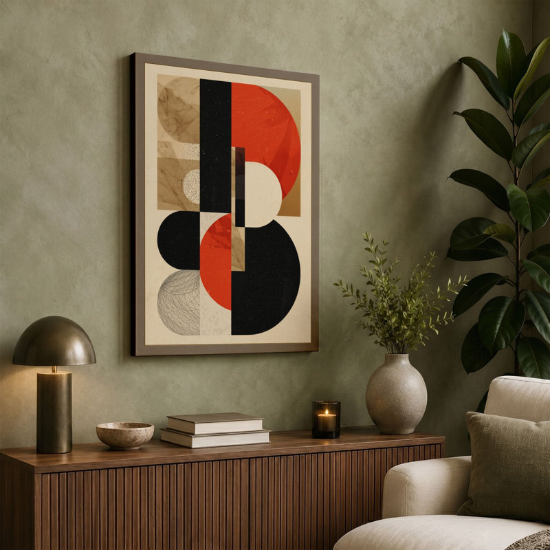 Harmony Geometric - Wrapped Canvas, 36x24 - 91.4 x 61.0 cm, Taupe Border