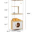 Chat multifonctionnel avec poste d'alimentation et poteau à griffer - pied blanc + chêne, utilisateur - pour poteau d'intérieur pour chats, amusement sécuritaire