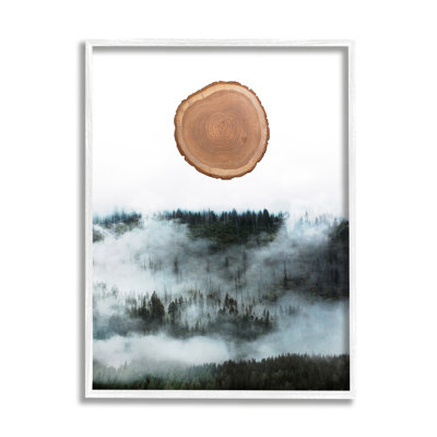 Abstrait arbre minimaliste en forme d'écorce de montagne brumeuse par Atelier Posters - Peinture