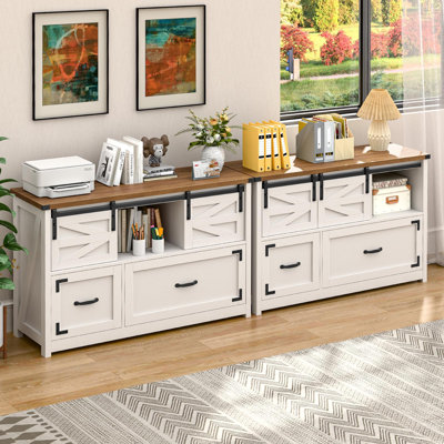 Lateral File Cabinets 2 Drawer With Sliding Barn Doors