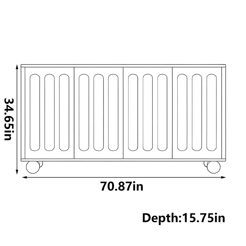 Coulombe storage shoe, 34.65" H x 70.87" W x 15.75" D