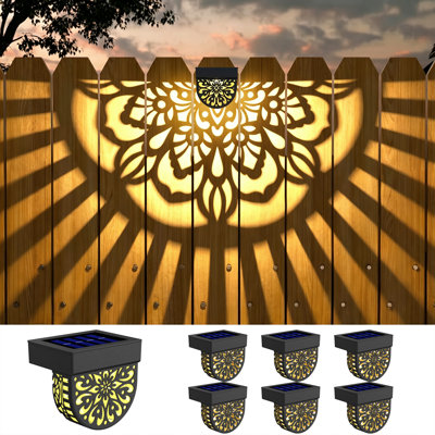 6 Pack Solar Fence Deck Lights Outdoor - Waterproof Warm Yellow LED Step Wall Decor for Garden