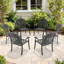 Chaise de patio en fonte d'aluminium 6 pièces avec structure et coussins noirs
