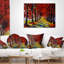 Coussin lombaire paysage d'automne avec feuilles