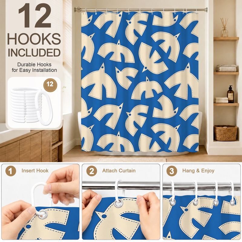 Shower Curtains with Hooks Included